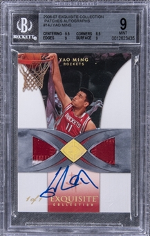 2006-07 UD "Exquisite Collection" Patches Autographs #14J Yao Ming Signed Game Used Patch Card (#1/1) – BGS MINT 9/BGS 10
